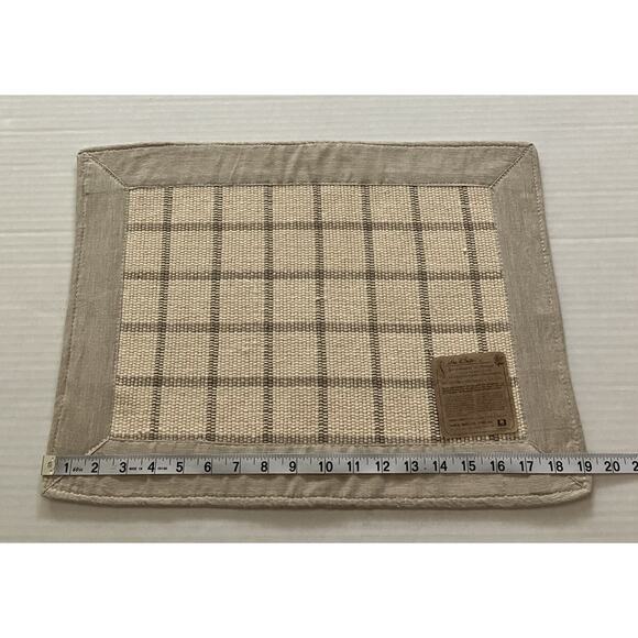 Park B Smith 6 Cotton Windowpane Placemats Woven Plaid 19X13.5 Gray Ivory NWT - Picture 5 of 6